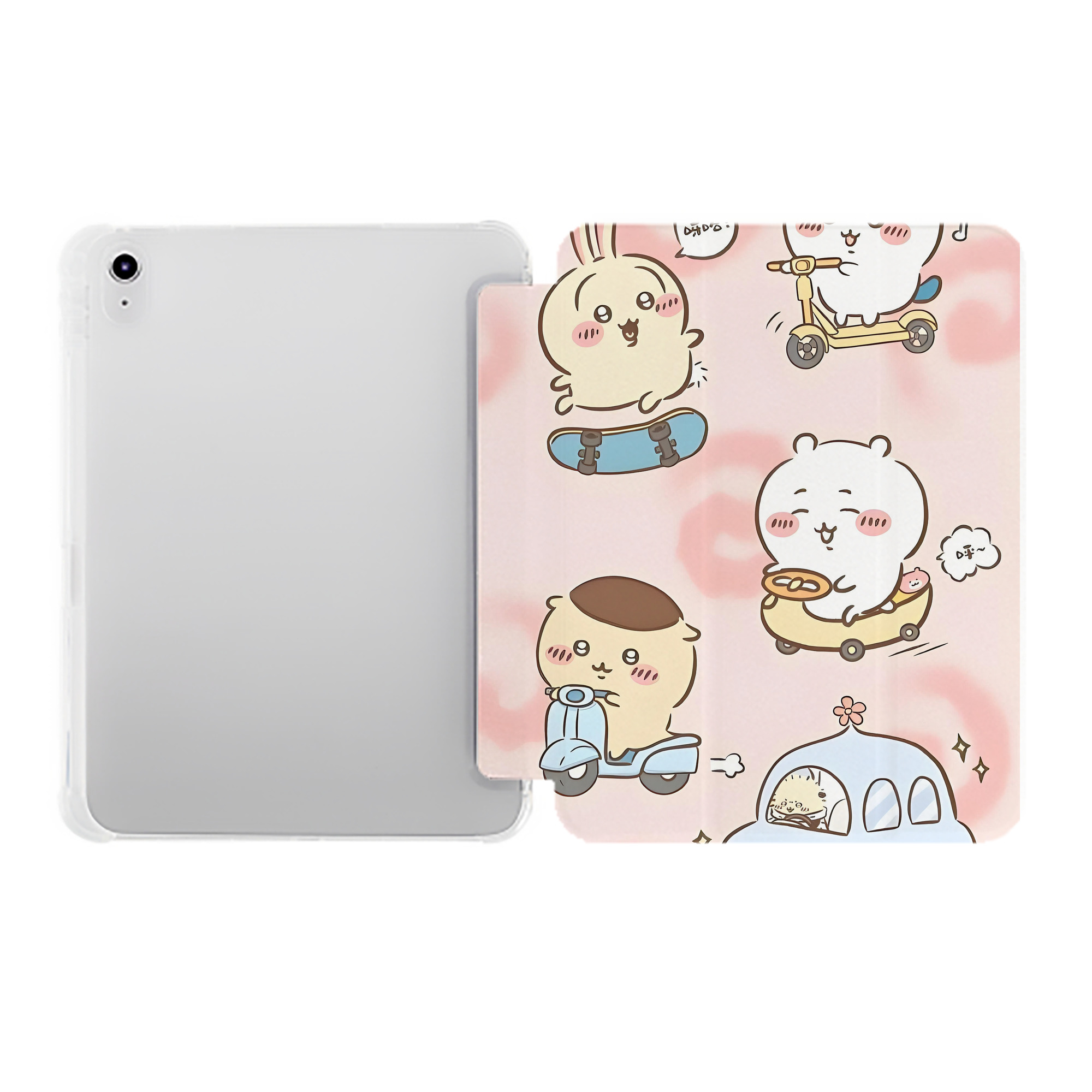 （画像用） ちいかわ Chii-kawa IPad ケース ペン収納付き 三つ折りスタンド PUレザー×シリコン 対応機種9.5/10.5/10.9インチ